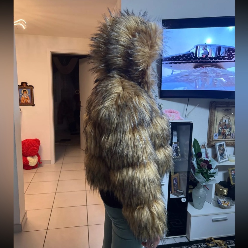 Faux Fur Coat With Hood